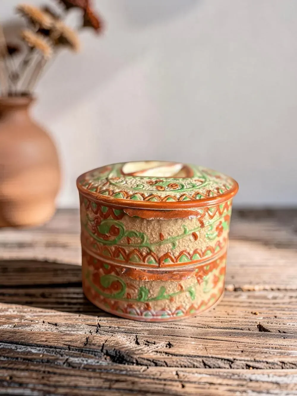 Vintage Japanese Double Stacking Stoneware Lidded Container | Made in Japan